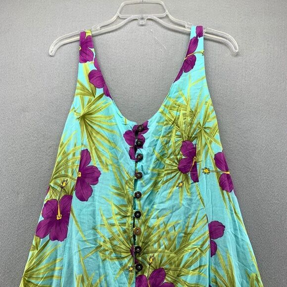 Vintage J&J Hawaii 100% Rayon Maxi Dress 2XL Tropical Granny Core Hippie Gypsy - Picture 5 of 15